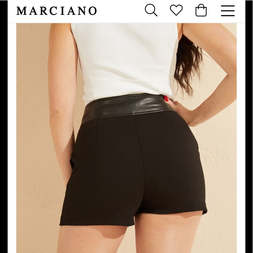NWOT~MARCIANO Leather Waisted Shorts